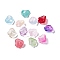 Transparent Spray Painted Glass Pendants, Petal Shape Charms, Mixed Color, 15.5~16x15~15.5x6.5~7mm, Hole: 1.2mm