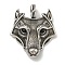 316 Surgical Stainless Steel Micro Pave Cubic Zirconia Pendants, Fox, Black, 47x38.5x7mm, Hole: 5x9mm