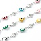 304 Stainless Steel Enamel  Link Chains, Evil Eye & Heart with Word Love, Unwelded, with Spool, Stainless Steel Color, Mixed Color, Evil Eye: 11x6x3mm, Heart: 10x5x2mm, 16.4 Feet(5m)/roll