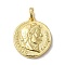 Brass Pendants, Long-Lasting Plated, Cadmium Free & Lead Free, Flat Round with Human Charm, Golden, 21x18x3mm, Hole: 4x3mm