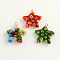 Handmade Millefiori Glass Pendants, with Platinum Plated Iron Findings, Star, Mixed Color, 26x24x4mm, Hole: 2mm