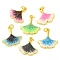 Brass Enamel Pendants, Cadmium Free & Lead Free, with Glitter and Jump Ring, Long-Lasting Plated, Real 18K Gold Plated, Ginkgo Leaf Charms, Mixed Color, 18.5x18.5x2.5mm, Hole: 3.5mm