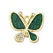 Alloy Enamel Pendants, with Glitter Powder and Rhinestone, Cadmium Free & Nickel Free & Lead Free, Golden, Butterfly Charm, Green, 19x21.5x2mm, Hole: 1.8mm
