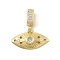 Brass Micro Pave Cubic Zirconia Pendants, Cadmium Free & Lead Free, Eye Charms, Real 18K Gold Plated, 26x25x4mm, Hole: 8x5mm