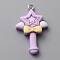 Opaque Resin Pendants, Star Magic Stick Charms, with Platinum Tone Iron Loops, Medium Orchid, 32.5x20.5x6.5mm, Hole: 1.8mm
