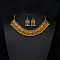 Indian Style Alloy Pendant Necklace & Dangle Earring, Golden, Rectangle, 510mm & 32x17mm