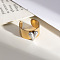 Stainless Steel Cuff Open Rings for Women, Heart, Manual Polishing, Real 18K Gold Plated, 10.7mm, Inner Diameter: 17.8mm