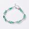 Trendy Natural Green Aventurine Beaded Anklets, with Iron Beads and Brass Lobster Claw Clasps, 8-7/8 inch(225mm)