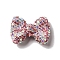 Polymer Clay Rhinestone Beads, Bowknot Focals Beads for Jewelry Keychain Making, Pink, 21.5~22mmx30x9.5~10.5mm, Hole: 1.8mm