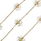 304 Stainless Steel Cable Chains, Flower, with Shell Pearl & ABS Imitation Pearl, Ion Plating(IP), Real 18K Gold Plated, Soldered, with Spool, Aquamarine, 8.5x9.5x3.5mm, about 32.81 Feet(10m)/Roll