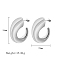Non-Tarnish 304 Stainless Steel Stud Earrings, Horn Half Hoop Earrings, Stainless Steel Color, 34x27mm