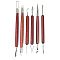 Stainless Steel Sculpture Clay Tool Sets, Wood Handle Pottery Carving Tool, Dark Red, 19cm, 6 style, 1pc/style, 6pcs/set