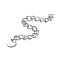 Tarnish Resistant 304 Stainless Steel Curb Chains Extender, End Chains with 201 Stainless SteeL Heart Chain Tabs, Stainless Steel Color, 58x3mm