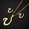 201 Stainless Steel Pendant Necklaces & Stud Earrings Sets, Golden, Letter U, 400mm