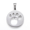 Non-Tarnish 304 Stainless Steel Pendants, Cut-Out, Flat Round with Dog Footprints, Stainless Steel Color, 25x22x1.2mm, Hole: 4x7.5mm