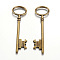 Tibetan Style Alloy Skeleton Key Large Pendants, Lead Free & Cadmium Free, Antique Bronze, 80x23x3mm, Hole: 12x18mm