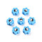 Handmade Polymer Clay Beads, for DIY Jewelry Crafts Supplies, Flower with Yin-yang, Deep Sky Blue, 8~9x7.5~8.5x4~4.5mm, Hole: 1.6~1.8mm