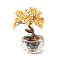 Natural Yellow Quartz Chips Tree of Life Decorations, Glass Base with Copper Wire & Gemstone Chips inside, Feng Shui Energy Stone Gift for Home Office Desktop Decoration, 40x75mm