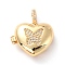 Brass Micro Pave Cubic Zirconia Diffuser Locket Pendants, Long-Lasting Plated, Heart with butterfly, Real 18K Gold Plated, 19.5x22.5x8.5mm, Hole: 3.2x5mm