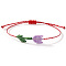 Bohemian Adjustable String Bracelet for Women, Flower, Plum, 11 inch(28cm), Flower: 35mm long, 10mm wide