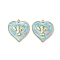 304 Stainless Steel Pendants, with Enamel, Ion Plating(IP), Heart with Peace Dove Charm, Real 18K Gold Plated, Light Blue, 23.5x22x2.5mm, Hole: 2mm