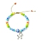 Alloy Hobbyhorse Charm Bracelet, Glass Seed & Polymer Clay Braided Adjustable Bracelet for Women, Colorful, Inner Diameter: 2~3-1/4 inch(5~8.3cm)