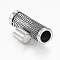 304 Stainless Steel Magnetic Clasps with Glue-in Ends, Tube with Fleur De Lis, Antique Silver, 28.5x9~10mm, Hole: 6mm