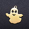 201 Stainless Steel Pendants, Ghost, Halloween, Golden, 18x17x1mm, Hole: 1.5mm