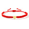 304 Stainless Steel Heart with Letter Bead Braided Bead Bracelets, Adjustable Nylon Cord Braided Bracelets for Couple Friendship, Platinum, Letter S, 7-7/8 inch(20cm), Inner Diameter: 11 inch(28cm)