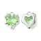 Brass Micro Pave Cubic Zirconia Charms, Cadmium Free & Nickel Free & Lead Free, Heart Charm, Real Platinum Plated, Light Green, 13x11x4.5mm, Hole: 1.2mm