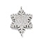 Brass Micro Pave Clear Cubic Zirconia Snowflake Connector Charms, Rack Plating, Long-Lasting Plated, Lead Free & Cadmium Free, Platinum, 27.5x19x2mm, Hole: 1.2mm