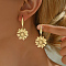 201 Stainless Steel Flower Dangle Earrings, Golden, 43x23mm
