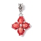 Dyed Synthetic Imperial Jasper & Glass Seed Beaded Star European Dangle Charms, Large Hole Pendants, with Brass Bails, Antique Silver, Red, 43.5mm, Hole: 4.8mm