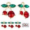 Beebeecraft 30Pcs/Box Cherry Charms Red Rhinestone Cherry Dangle Charms Gold Plated Fruit Pendants for Jewelry Making Bracelets Necklace