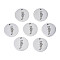Non-Tarnish 304 Stainless Steel Charms, Laser Cut, Designed Letter Engraved, Flat Round, Stainless Steel Color, Letter.J, 14x1mm, Hole: 1.2mm