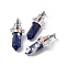 Natural Sodalite Big Pointed Pendants, 7 Chakra Faceted Bullet Charms, with Platinum Plated Brass Findings and Colorful Rhinestone, Cadmium Free & Lead Free, 55x22.5x16mm, Hole: 8x5mm
