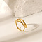Stainless Steel Cuff Ringds for Women, Teardrop, Real 18K Gold Plated, US Size 8(18.1mm)