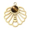 PVD Vacuum Plating 316 Stainless Steel Pendants, with Natural Tiger Eye, Flower, Real 18K Gold Plated, 16.5x15x3mm, Hole: 1.5mm
