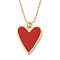 Ion Plating(IP) 304 Stainless Steel Acrylic Red Heart Pendant Ball Chain Necklaces for Women, Real 14K Gold Plated, 20.87 inch(53cm)
