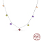 Rhodium Plated 925 Sterling Silver Micro Pave Cubic Zirconia Beaded Necklaces, Flat Round, Platinum, 16.14 inch(41cm)