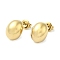 Ion Plating(IP) 304 Stainless Steel Oval Stud Earrings, Real 14K Gold Plated, 13x10mm