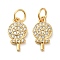 Rack Plating Brass Micro Pave Clear Cubic Zirconia Pendants, Cadmium Free & Lead Free, Lollipop, Real 18K Gold Plated, 13.5x7.5x2mm