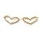 Brass Micro Pave Clear Cubic Zirconia Connector Charms, Heart Links, Real 18K Gold Plated, Cadmium Free & Nickel Free & Lead Free, 12.7x28x4mm, Hole: 1mm