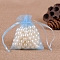 Organza Jewellery Storage Pouches, Wedding Favour Party Mesh Drawstring Gift Bags, Rectangle, Light Sky Blue, 9x7cm