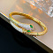 Brass Micro Pave Cubic Zirconia Bangles for Women, Snake, Golden, Inner Diameter: 2-3/8x2 inch(5.9x5cm)