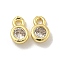 Brass Micro Pave Cubic Zirconia Charms, Long-Lasting Plated, Lead Free & Cadmium Free, Flat Round, Golden, 6x4x2mm, Hole: 1.2mm