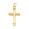 Brass Pendants, Cross, Long-Lasting Plated, Lead Free & Cadmium Free, Rack Plating, with Jump Ring, Real 18K Gold Plated, 22.5x13x3mm, Hole: 3mm