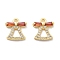 Brass Micro Pave Cubic Zirconia Pendants, Cadmium Free & Nickel Free & Lead Free, Bell Charms, Real 18K Gold Plated, 11x10x3mm, Hole: 1.2mm