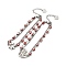 Red Enamel Evil Eye & 304 Stainless Steel Curb Chains Double Layer Multi-strand Bracelet with Charm for Women, Stainless Steel Color, Mixed Patterns, Pendant: 15~18x13.5~18x1.3~1.4mm, 9-1/4 inch(23.5cm)