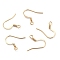Brass Earring Hooks, Ear Wire, with Horizontal Loop, Real 24K Gold Plated, 16~18x16~18x1.5mm, Hole: 2mm, Pin: 0.8mm